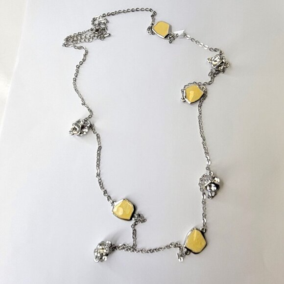 Crystal Cluster Rhinestones and Yellow Long Necklace - Picture 2 of 4